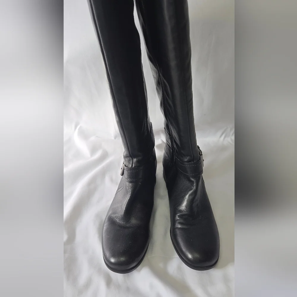 Nine West Vashiza Black Leather Tall Riding Boots Size 8